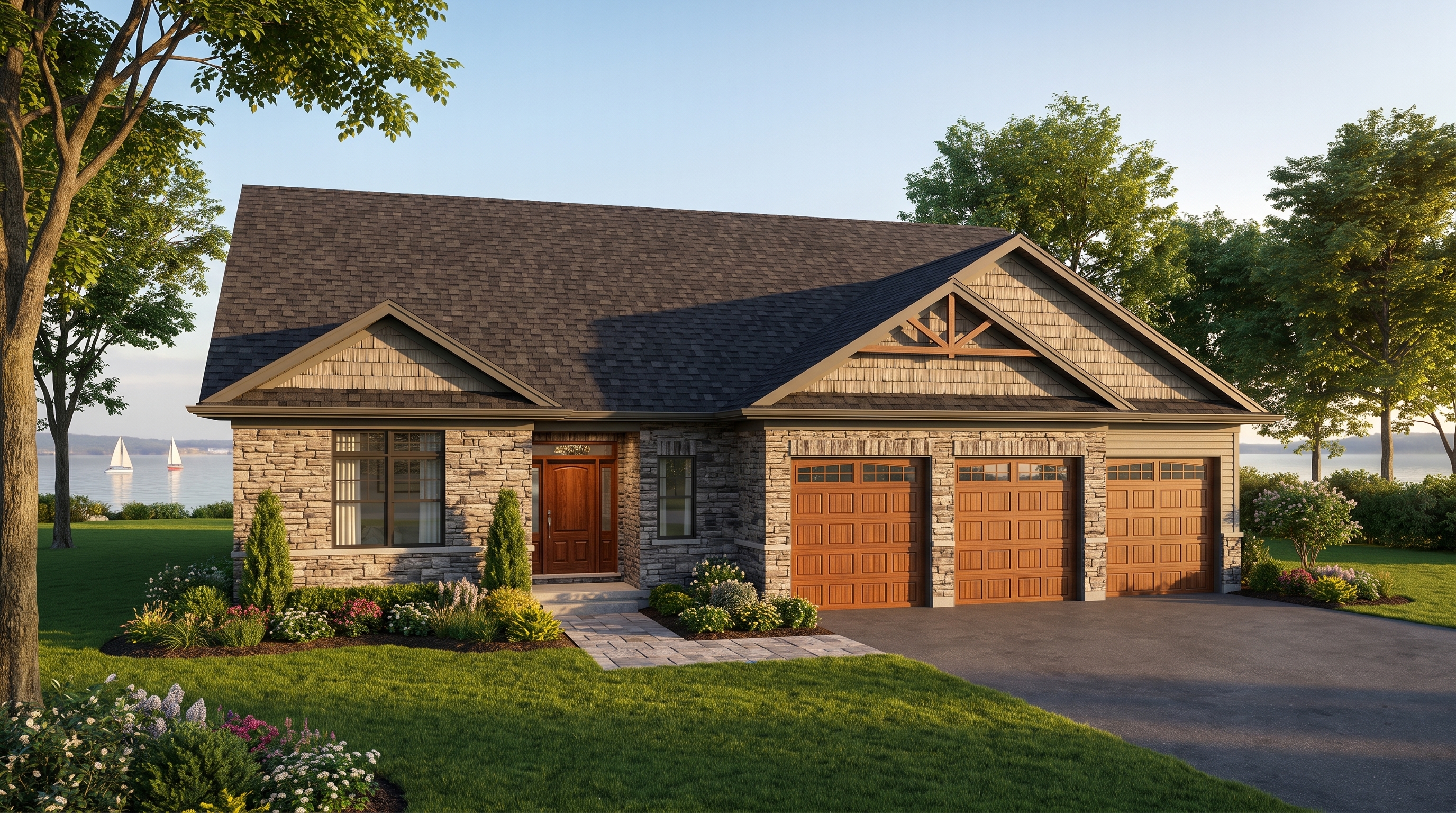 Lot 11 Front Elevation Concept A - Waterfront Craftsman Setting